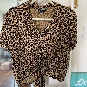 Hot Topic Leopard Print Button Down